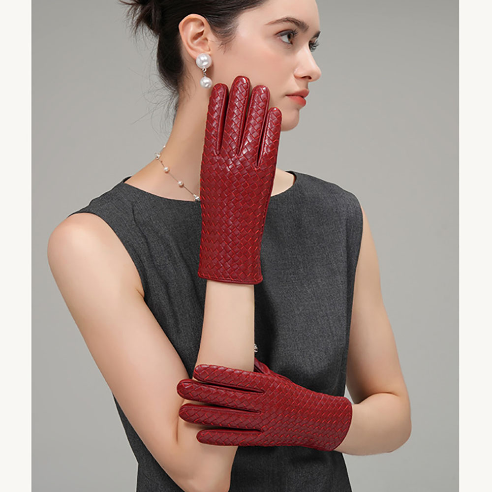 Wool Glove Lined - Winter Women's Real Leather Warm Woven