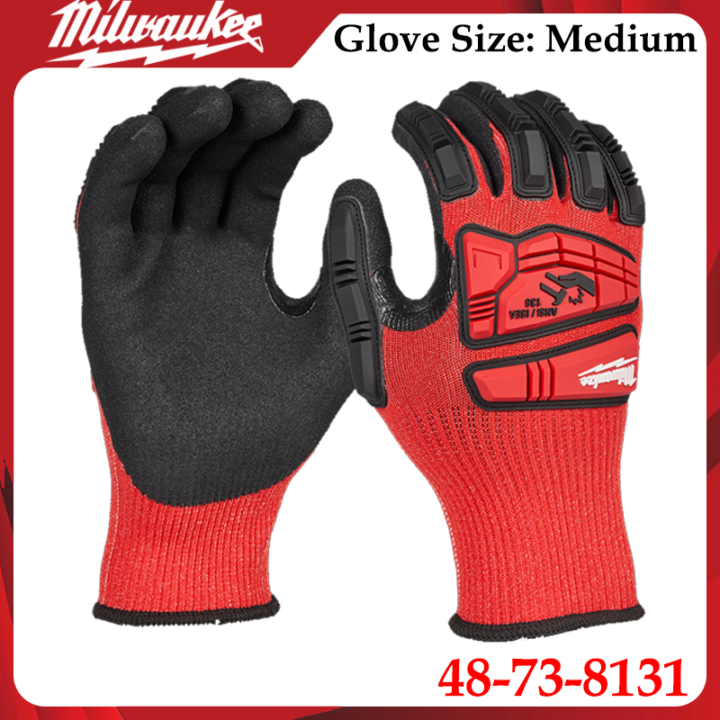 Motorcycle Glove Knuckle - Milwaukee 48-73-8131 Medium Impact Work Gloves