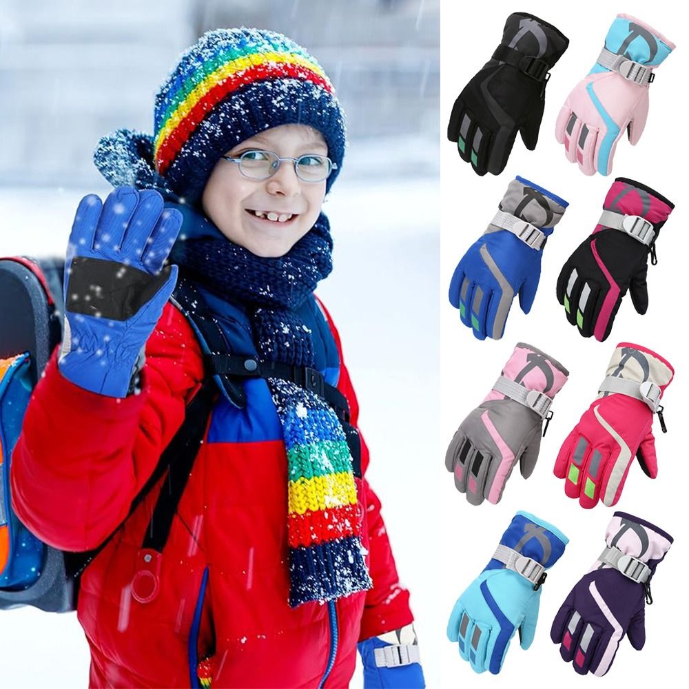 Ski Glove Waterproof - Cute Windproof Children Ski Gloves Non-slip